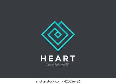 Elegant Geometric Looped Conceptual Heart Logo design abstract vector linear template.