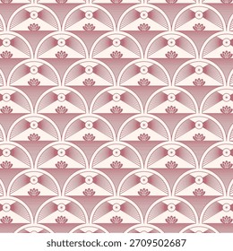 Elegant Geometric Lotus Seamless Pattern in Art Deco Style