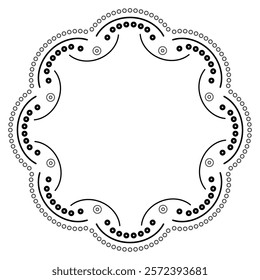 Elegant geometric mandala of curved lines. Black ornamental geometric fantasy element. Frame of arcs without text. Creative black portal tattoo design. Round ornament vector illustration.