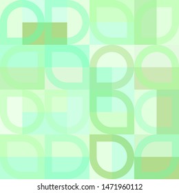 Elegant geometric pattern with abstract green shapes. Purple, pink and orange color. Vector illustration