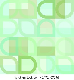 Elegant geometric pattern with abstract green shapes. Purple, pink and orange color. Vector illustration