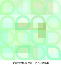 Elegant geometric pattern with abstract green shapes. Purple, pink and orange color. Vector illustration