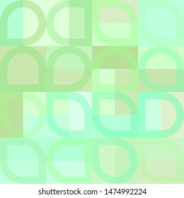Elegant geometric pattern with abstract green shapes. Purple, pink and orange color. Vector illustration