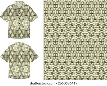 Elegant geometric pattern with black looping forms on a pale yellow background. Retro yet modern, perfect for streetwear or minimalist fashion statements.