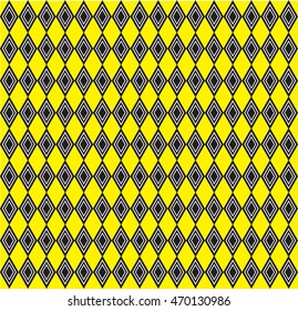Elegant geometric pattern. Black rhombus on yellow background. 