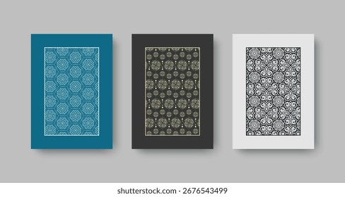 Elegante diseño de folleto de patrón geométrico con espacio de texto de cubierta