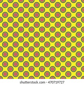 Elegant geometric pattern. Colorful rounds on yellow background. This vector seamless pattern can be used as Abstract background.
