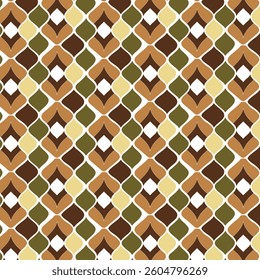 Elegant Geometric Pattern of Diamonds and Curves in Earthy Tones