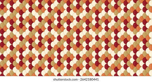 Elegant geometric pattern featuring overlapping scales in warm autumnal hues.  Perfect for textile design, website backgrounds, or any project needing a sophisticated and textured visual.