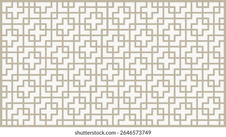 Elegant geometric pattern with interlocking cross motifs in beige lines. Features a seamless grid layout, creating a refined, balanced look—perfect for screens, dividers, or wedding decor.