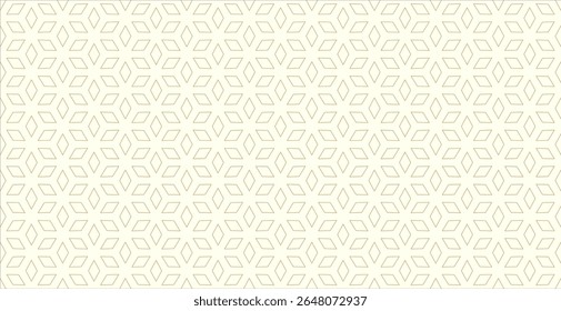 Elegante padrão geométrico com entrelaçamento Rhombus Formas um design de fundo sem emenda com Delicado contorno em tom de ouro em uma cor creme luz estética com elementos repetidos