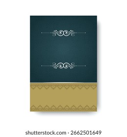 Elegant Geometric Pattern Invitation with Swirl Ornament in Teal and Gold Hues