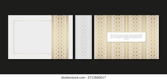 Elegant Geometric Pattern Invitation Template with Gold and Silver Accents Design