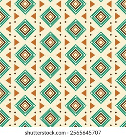 Elegant Geometric Pattern with Turquoise, Orange, and Brown Accents.