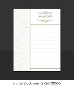 Elegant Geometric Patterned Stationery List Template Design for Brand Identity