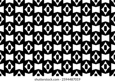 Elegant Geometric Seamless Pattern in black and White. This decorative Design is perfect for backgrounds, wallpapers, textile prints, web elements, and packaging. It is available as an EPS file.