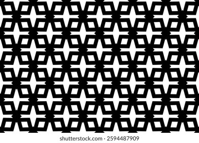 Elegant Geometric Seamless Pattern in black and White. This decorative Design is perfect for backgrounds, wallpapers, textile prints, web elements, and packaging. It is available as an EPS file.