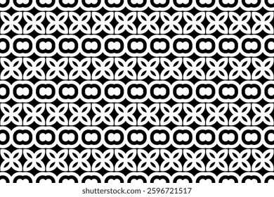 Elegant Geometric Seamless Pattern in black and White. This decorative Design is perfect for backgrounds, wallpapers, textile prints, web elements, and packaging. It is available as an EPS file.