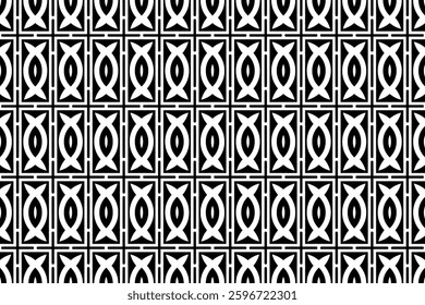 Elegant Geometric Seamless Pattern in black and White. This decorative Design is perfect for backgrounds, wallpapers, textile prints, web elements, and packaging. It is available as an EPS file.