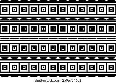Elegant Geometric Seamless Pattern in black and White. This decorative Design is perfect for backgrounds, wallpapers, textile prints, web elements, and packaging. It is available as an EPS file.