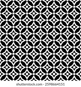 Elegant Geometric Seamless Pattern in black and White. This decorative Design is perfect for backgrounds, wallpapers, textile prints, web elements, and packaging. It is available as an EPS file.