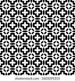 Elegant Geometric Seamless Pattern in black and White. This decorative Design is perfect for backgrounds, wallpapers, textile prints, web elements, and packaging. It is available as an EPS file.