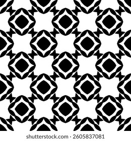 Elegant Geometric Seamless Pattern in black and White. This decorative Design is perfect for backgrounds, wallpapers, textile prints, web elements, and packaging. It is available as an EPS file.