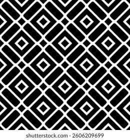 Elegant Geometric Seamless Pattern in black and White. This decorative Design is perfect for backgrounds, wallpapers, textile prints, web elements, and packaging. It is available as an EPS file.