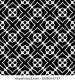Elegant Geometric Seamless Pattern in black and White. This decorative Design is perfect for backgrounds, wallpapers, textile prints, web elements, and packaging. It is available as an EPS file.
