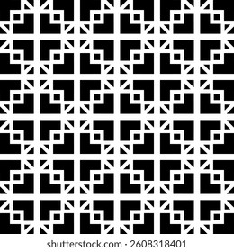 Elegant Geometric Seamless Pattern in black and White. This decorative Design is perfect for backgrounds, wallpapers, textile prints, web elements, and packaging. It is available as an EPS file.