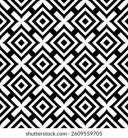 Elegant Geometric Seamless Pattern in black and White. This decorative Design is perfect for backgrounds, wallpapers, textile prints, web elements, and packaging. It is available as an EPS file.
