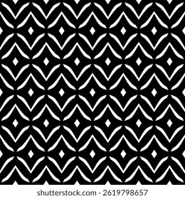 Elegant Geometric Seamless Pattern in black and White. This decorative Design is perfect for backgrounds, wallpapers, textile prints, web elements, and packaging. It is available as an EPS file.