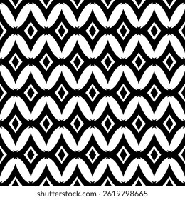 Elegant Geometric Seamless Pattern in black and White. This decorative Design is perfect for backgrounds, wallpapers, textile prints, web elements, and packaging. It is available as an EPS file.