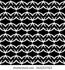 Elegant Geometric Seamless Pattern in black and White. This decorative Design is perfect for backgrounds, wallpapers, textile prints, web elements, and packaging. It is available as an EPS file.
