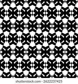 Elegant Geometric Seamless Pattern in black and White. This decorative Design is perfect for backgrounds, wallpapers, textile prints, web elements, and packaging. It is available as an EPS file.