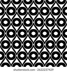 Elegant Geometric Seamless Pattern in black and White. This decorative Design is perfect for backgrounds, wallpapers, textile prints, web elements, and packaging. It is available as an EPS file.
