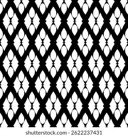 Elegant Geometric Seamless Pattern in black and White. This decorative Design is perfect for backgrounds, wallpapers, textile prints, web elements, and packaging. It is available as an EPS file.