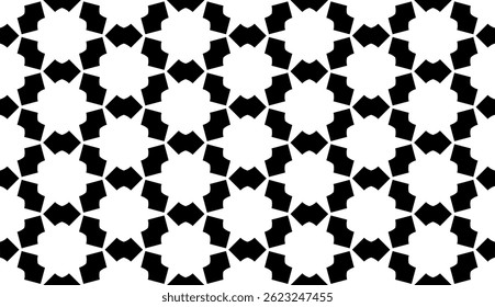 Elegant Geometric Seamless Pattern in black and White. This decorative Design is perfect for backgrounds, wallpapers, textile prints, web elements, and packaging. It is available as an EPS file.