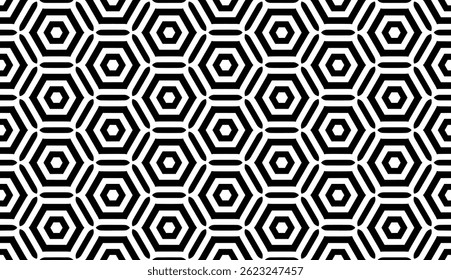 Elegant Geometric Seamless Pattern in black and White. This decorative Design is perfect for backgrounds, wallpapers, textile prints, web elements, and packaging. It is available as an EPS file.
