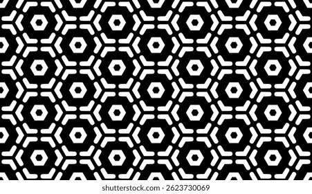 Elegant Geometric Seamless Pattern in black and White. This decorative Design is perfect for backgrounds, wallpapers, textile prints, web elements, and packaging. It is available as an EPS file.