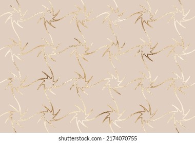 Elegant geometric seamless pattern design with gold swirl tiles.