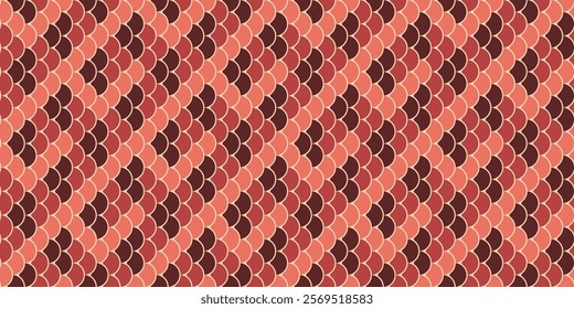Elegant geometric seamless pattern featuring overlapping semi-circles in a gradient of warm reds and browns.
