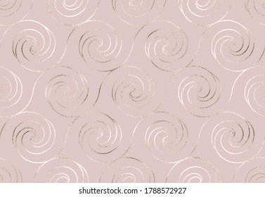 Elegant geometric seamless pattern with gold waves tiles.