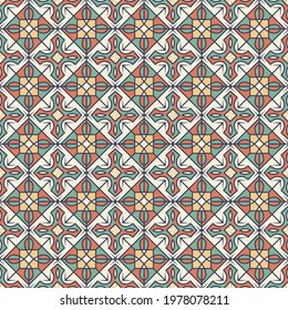 Elegant geometric seamless pattern. Overlapping squares, segments, rhombuses and shapes with dark strokes are grouped and lined up in rows. vector