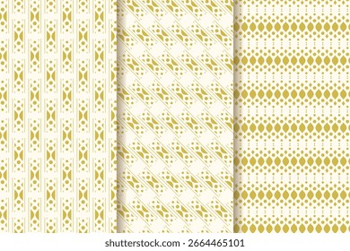 Elegant Geometric Seamless Pattern Set with Gold Detail for Decorative Background