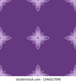 Elegant Geometric Seamless Patterns Design in Purple Background. Cute Flower Pattern for Decoration, Background, Gift, Wallpaper, Ornament, Paper or Motif