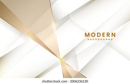 Elegant geometric shape background. Gold, grey and White style. Template design for poster, banner, backdrop, flyer, etc. Vector illustration
