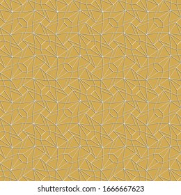 Elegant geometric tessellation pattern with tangled structure. White structure with shadow effect on yellow background. 