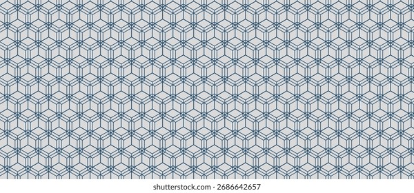Elegant geometric textile design featuring a repeating pattern of interconnected cubes.