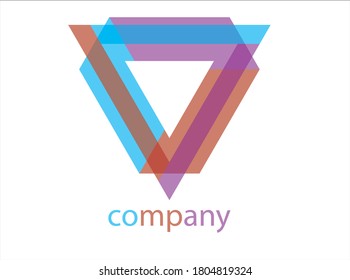Elegant geometric vector logo type. Abstract colorful triangle. Background for poster, cover, banner, placard. Logo design